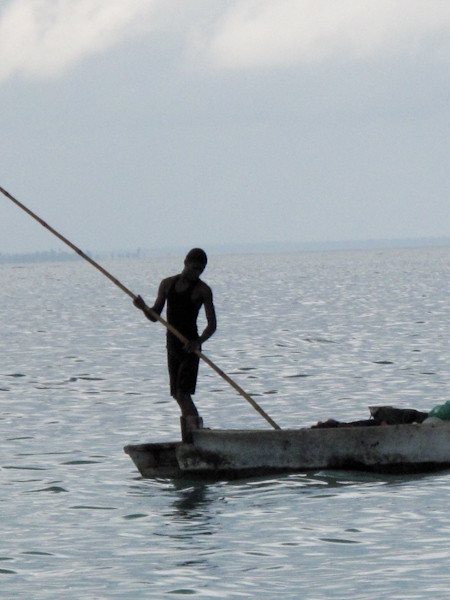 boy with pole